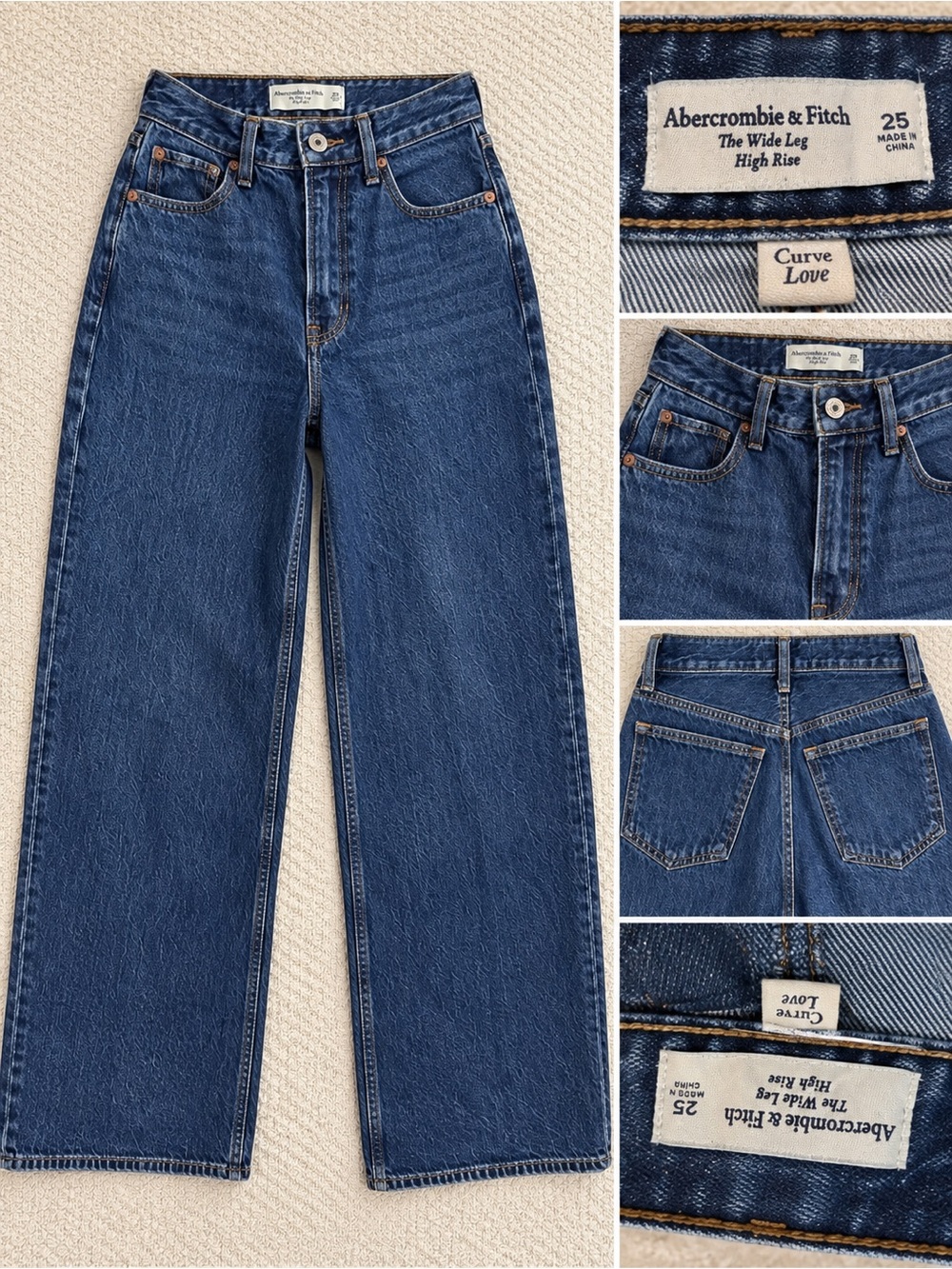Abercrombie & Fitch High-Rise Wide-Leg Jeans - Denim Blue - Picture 3 of 3